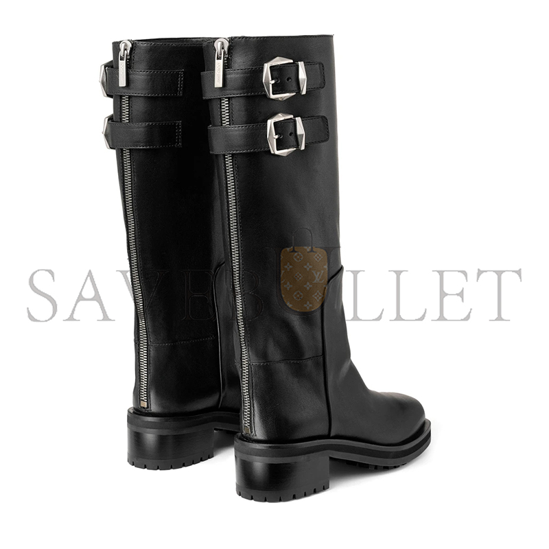 JIMMY CHOO BROOKLYN KNEE BOOT 50 BLACK LEATHER KNEE-HIGH BOOTS BROOKLYNKB50WLZ